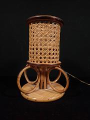 Bambus Leuchte, Rattan Leuchte, Tischleuchte, ca. B 20 x H 23,5 cm