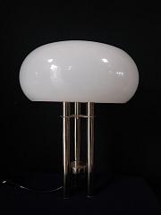 Tischleuchte verchromt mit Kunststoffschirm, Nachttischleuchte, ca. B 40,5 x H 51,5 cm