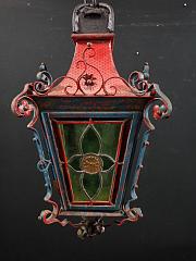 Außen Hängeleuchte, Laternen-Leuchte, Bleiglas Leuchte, ca. B 27,5 x H 60 cm Verkauft