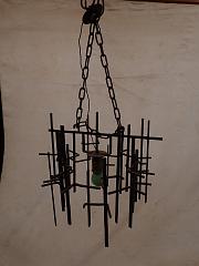 Brutalistische Hängeleuchte, ca. B 43 cm x H 64,5 cm