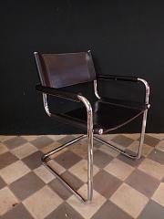 Freischwinger, Stahlrohrstuhl, Lederstuhl, ca. B 56 x H 77 cm