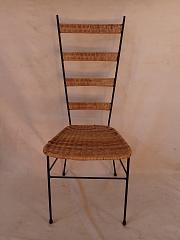 60er-Jahre Rattan Stuhl mit hoher Lehne, ca. B 42,5 x H 104 cm