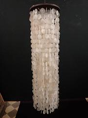 Perlmuttleuchte, Muschellampe, Hängeleuchte, ca. Ø 35 cm, H 125 cm