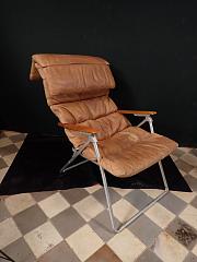 Brauner Leder Klappsessel, Klappstuhl, ca. B 61 cm x H 86,5 cm