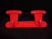 rote Garderobenhakenleiste 70er-Jahre, ca. B 30,5 x H 13 cm x T 6 cm