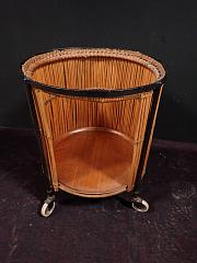 Rattan Barwagen auf Rollen, Beistelltisch, ca. B 48 cm x H 54,7 cm
