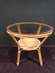 Rattan Beistelltisch, Wohnzimmertisch, ca. B 61,2 cm x H 56,5