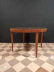 Couchtisch mit Glasplatte, ca. H 62 cm, Ø 92 cm