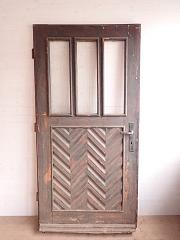 Haustür mit Glasfüllung und Holzverkleidung, DIN rechts, ca. B 96,3 x H 194,5 cm