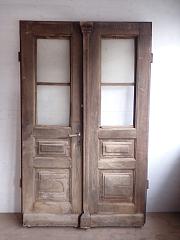 Zweiflügelige Haustür aus Eichenholz, DIN rechts, ca. B 128,8 x H 209 cm