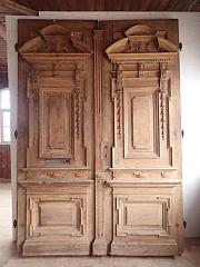 Verzierte Zweiflügelige Eichentür, DIN links, ca. B 182,5 x H 260 cm