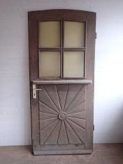 Eichenhaustür mit Segmentbogen, DIN links, ca. B 90,5 x H 202 / 205 cm