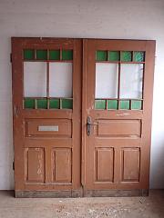 Zweiflügelige Haustür mit großen Sprossenfenstern, DIN links, ca. B 173,5 x H 200 cm