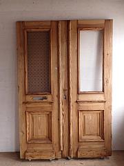 Zweiflügelige Haustür, abgelaugt, DIN links, ca. B 143 x H 207 cm