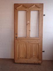 Abgelaugte Haustür mit Glaseinsatz, ca. B 91 cm x H 193 cm, DIN li