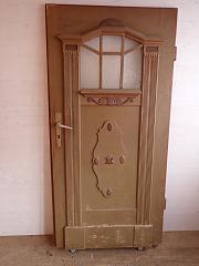 Haustür mit Verzierungen und Glas, ca. B 91,2 cm x H 187 cm, DIN li