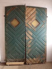 Zweiflügeliges Holztor, Hoftor, Portal, DIN links, ca. B 154 x H 229 / 222 cm