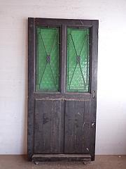 Haustür mit Fenster und verzierten Gittern, DIN rechts, ca. B 100 x H 205 cm