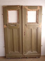 Zweiflügelige Weichholzhaustür, Din links, ca. B 148 x H 205,5 cm