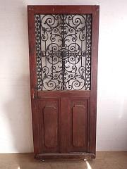 Eichenhaustür mit großem Gitter, DIN links, ca. B 86,5 x H 200 cm