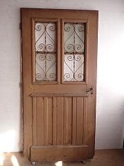 Haustür aus Eichenholz mit Fenster und Gitter, DIN re, ca. B 99 x H 200 cm