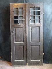 Haustür aus Nadelholz mit Sprossen und Schmiedegitter, DIN Li., ca. 91,5x179 cm