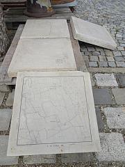 Druckplatten für Landkarten aus feinstem Kalkstein, Lithographenschiefer, 58x58x6-8cm